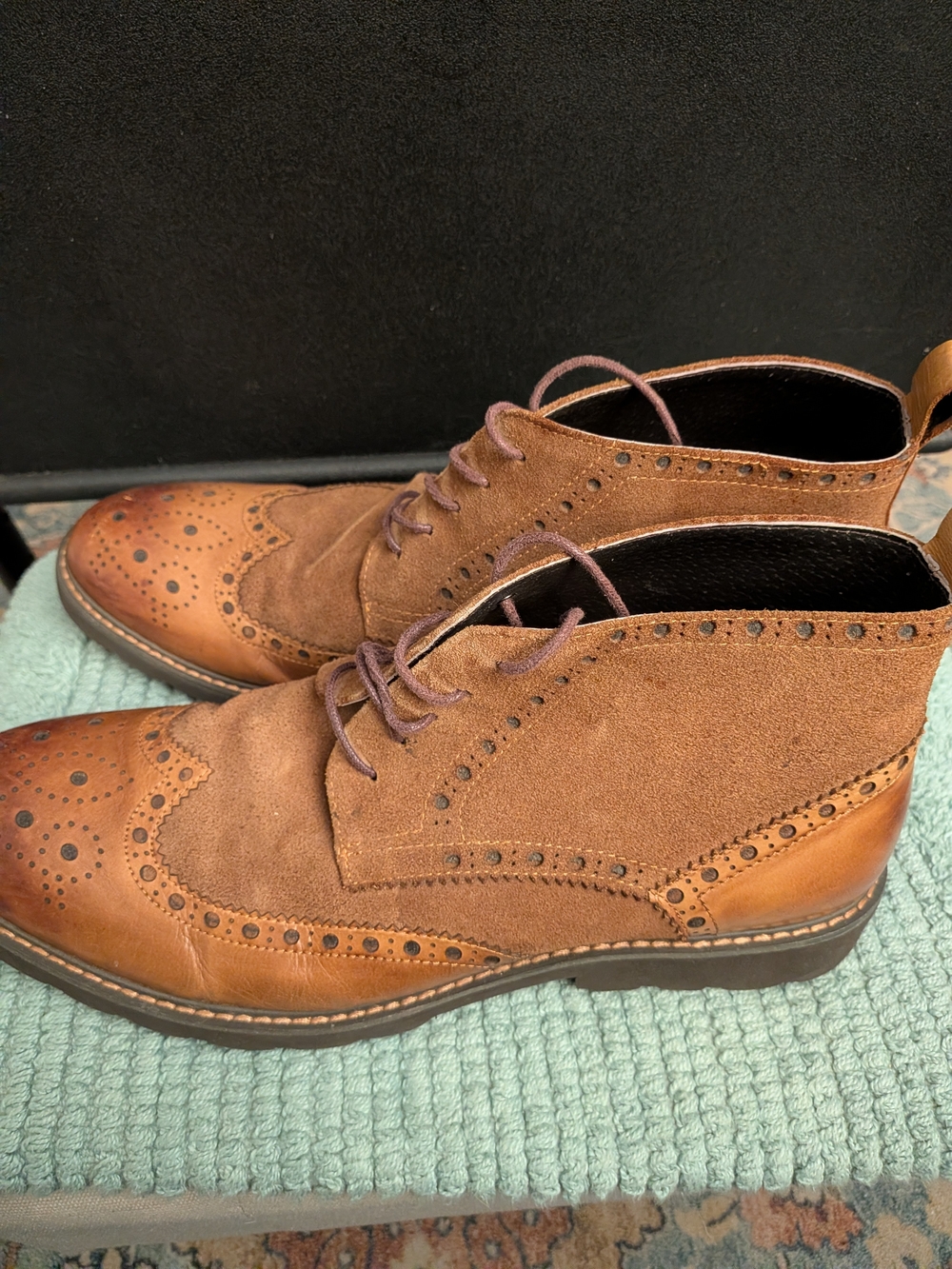Vintage Foundry Co. Men's Brown Leather/Suede Graham Wingtip Chukka Boots 10.5
